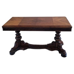 Rare Antique American Renaissance Extension Library Table, Signed