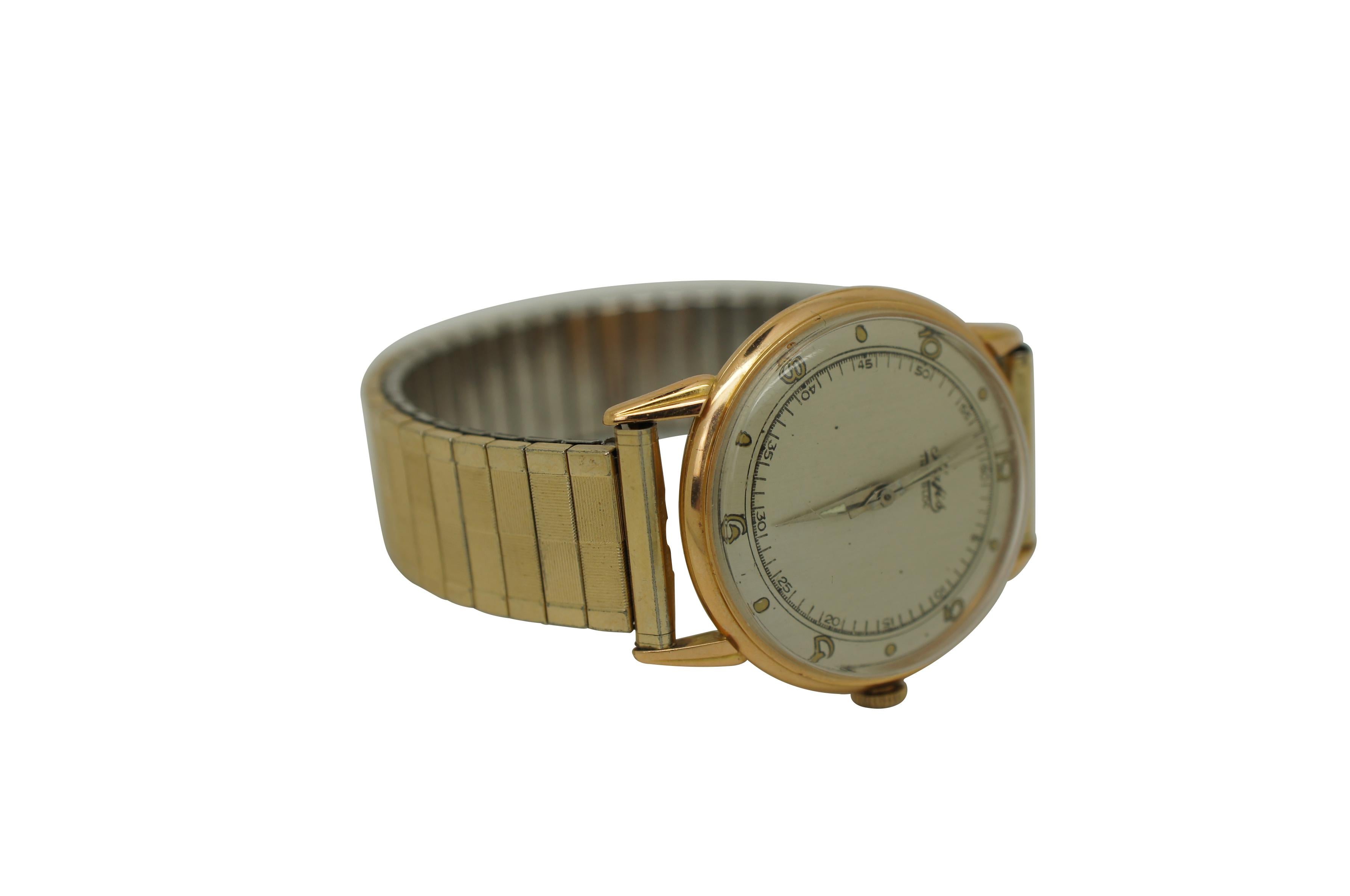 Rare Antique Art Deco Hafis Incabloc 18K Gold Mechanical Wrist Watch In Good Condition For Sale In Dayton, OH