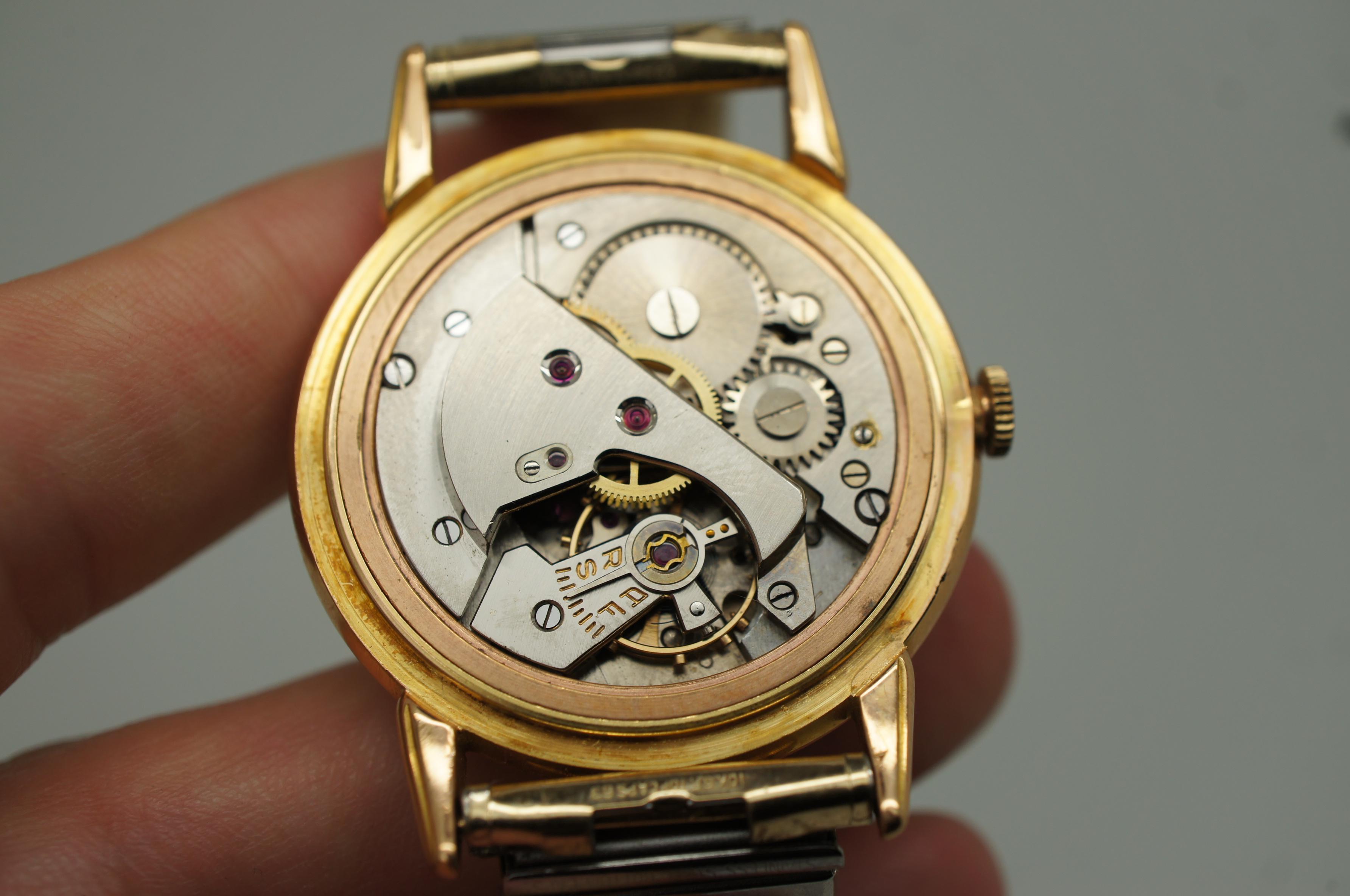 Seltene antike Art Deco Hafis Incabloc 18K Gold Mechanische Art-Déco-Armbanduhr im Zustand „Gut“ im Angebot in Dayton, OH