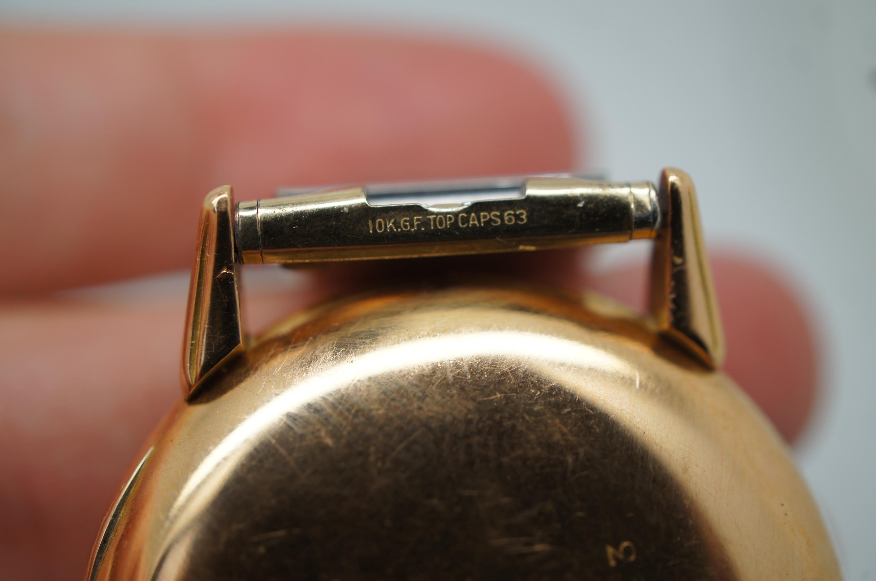 Seltene antike Art Deco Hafis Incabloc 18K Gold Mechanische Art-Déco-Armbanduhr im Angebot 2