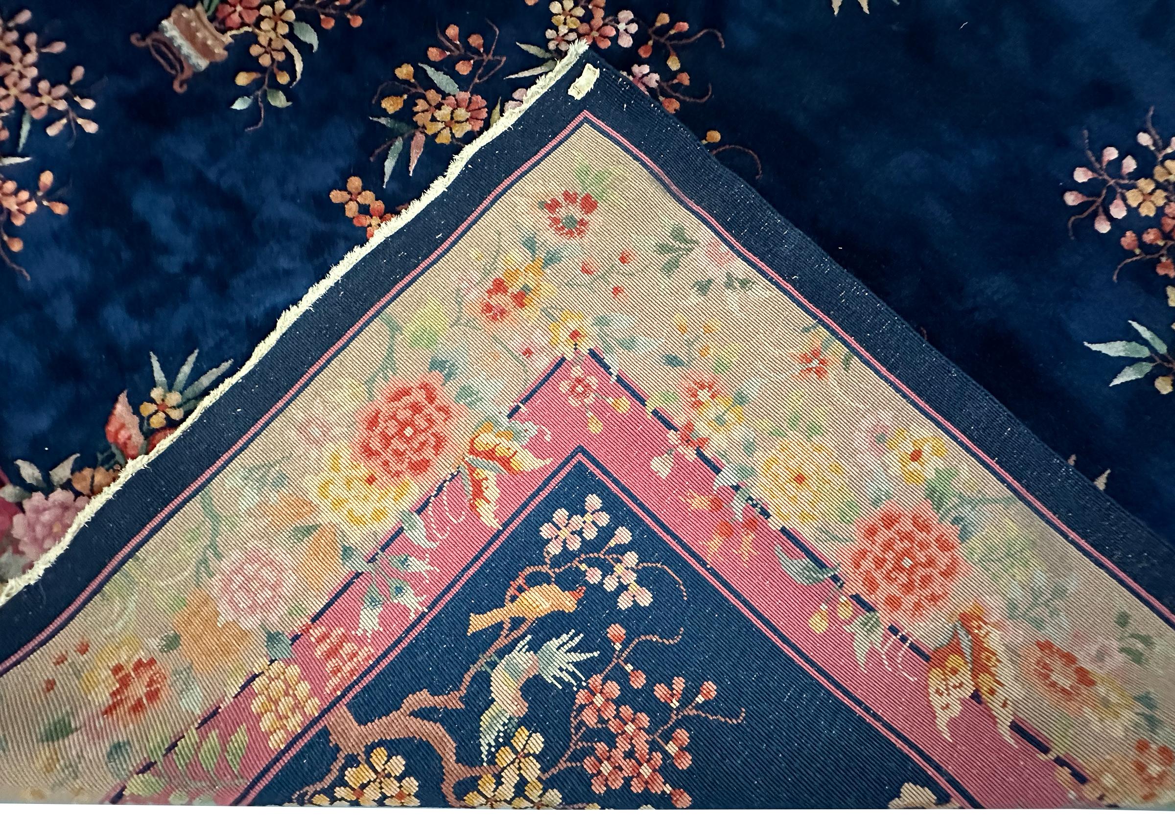 Rare tapis Art Déco Walter Nichols violet chinois bleu 9x12  275cm x 351cm en vente 4