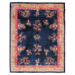 Rare tapis Art Déco Walter Nichols violet chinois bleu 9x12  275cm x 351cm