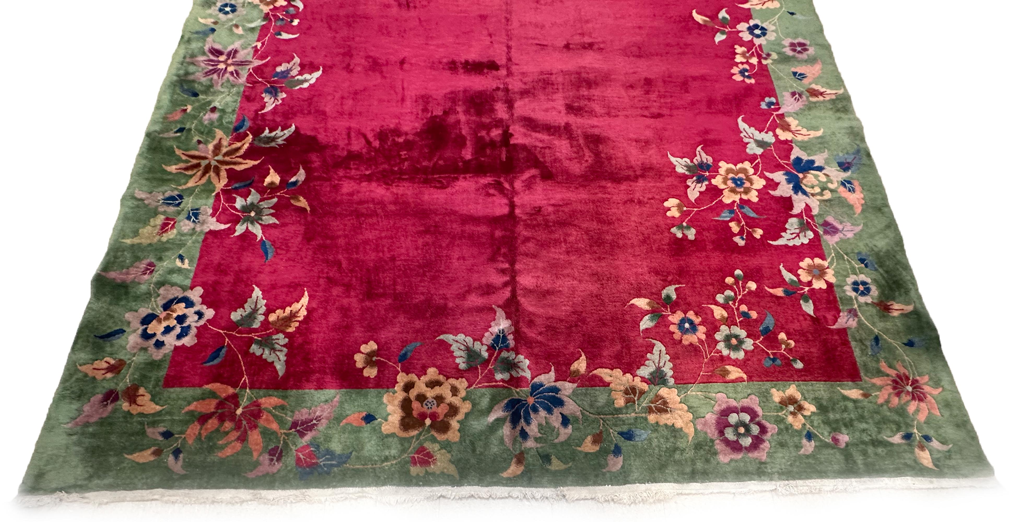 Rare Antique Art Deco Rug Walter Nichols Purple Chinese Rug 9x12 275cm x 351cm In Good Condition For Sale In New York, NY