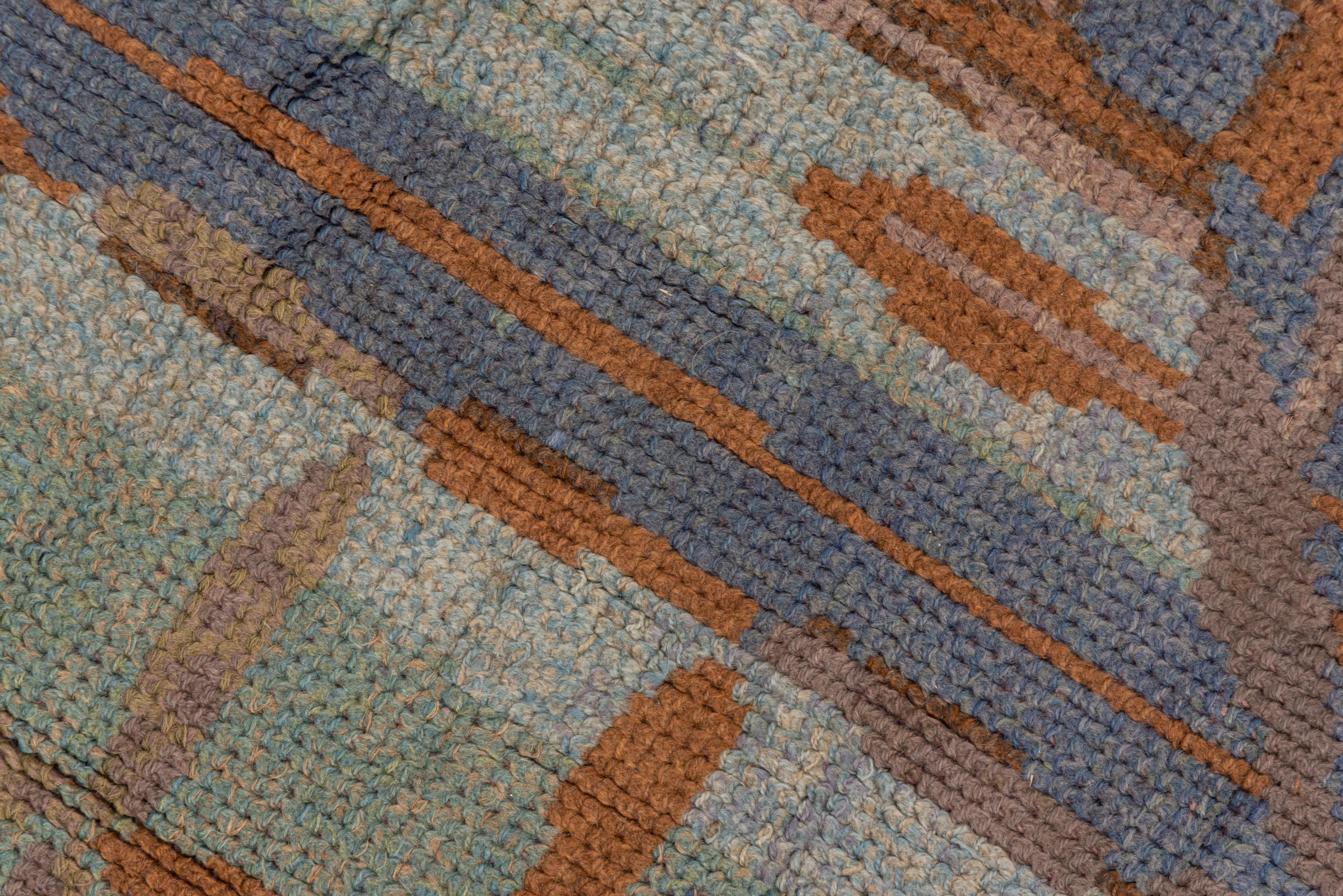 Wool Rare Antique Art Deco Swedish Carpet, Pastel Colors, Soft Tones
