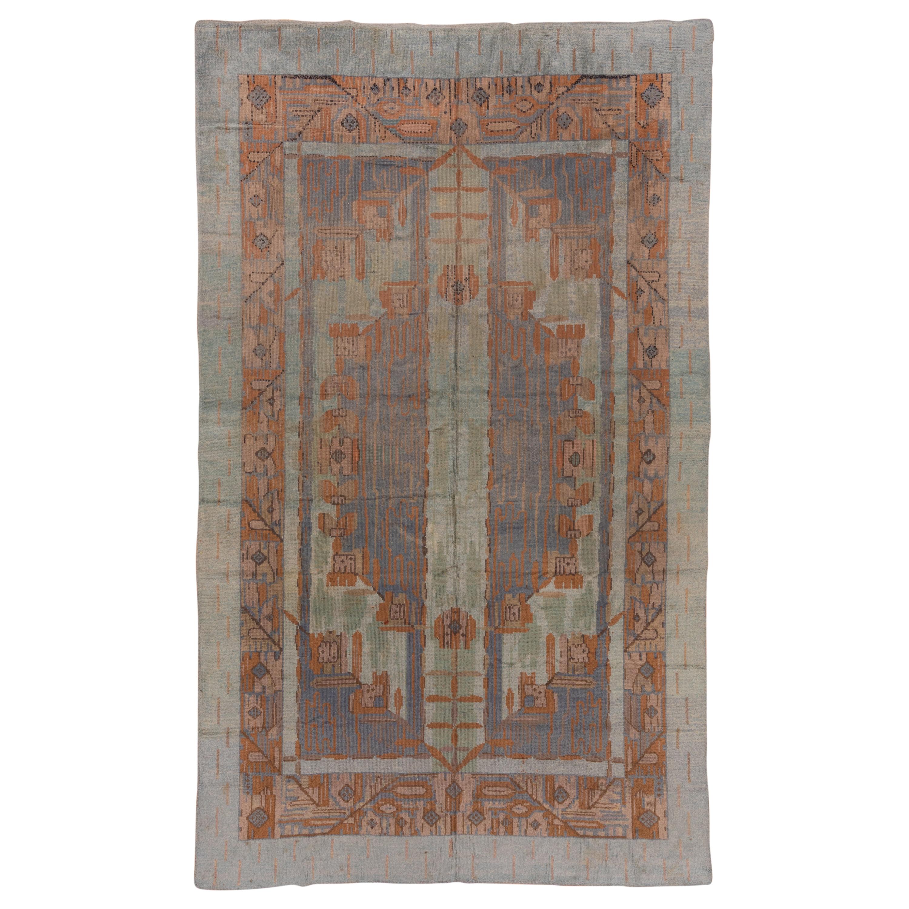 Rare Antique Art Deco Swedish Carpet, Pastel Colors, Soft Tones