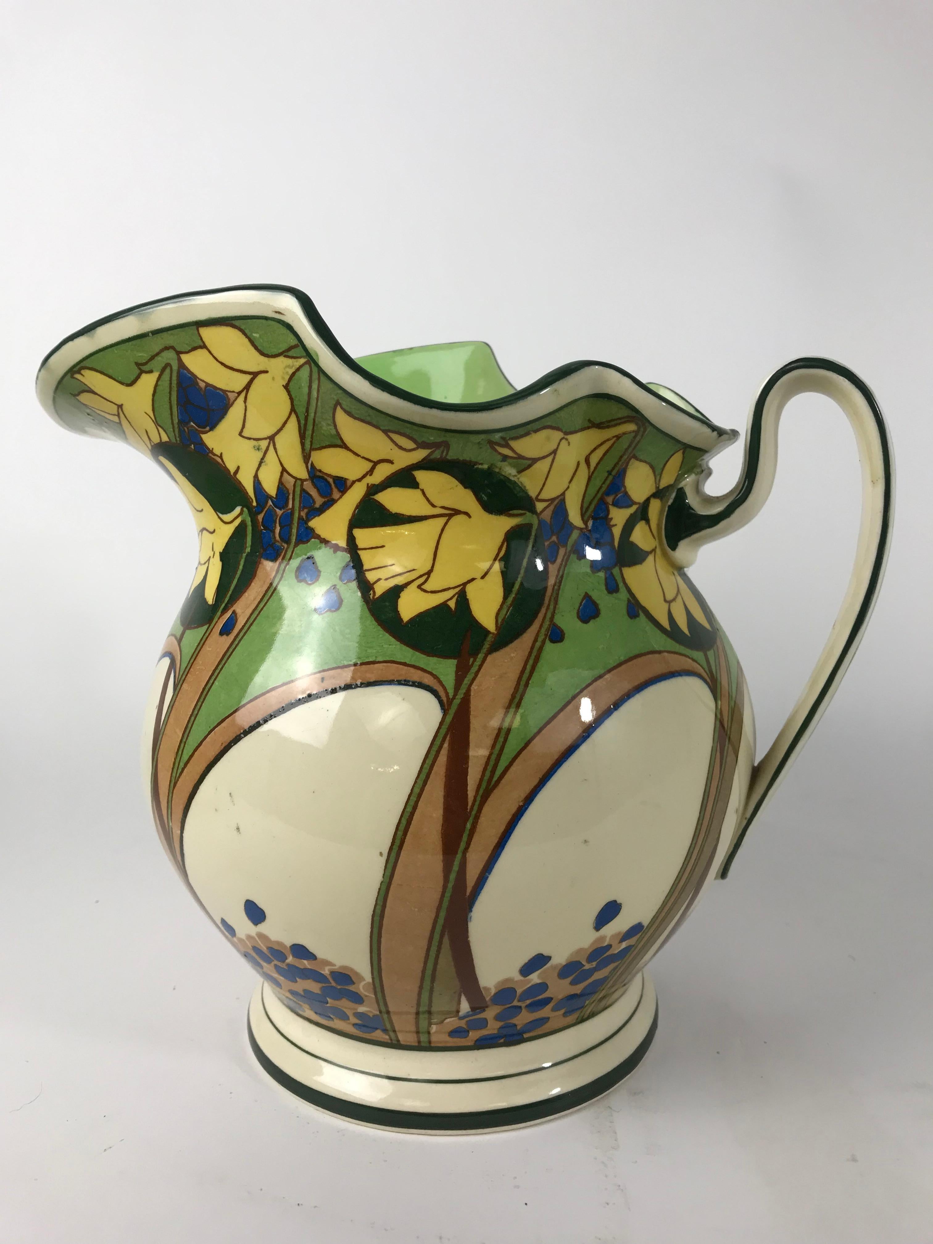 Rare Antique Art Nouveau 2-Piece Wash Set Bowl and Pitcher by Royal Doulton For Sale 5