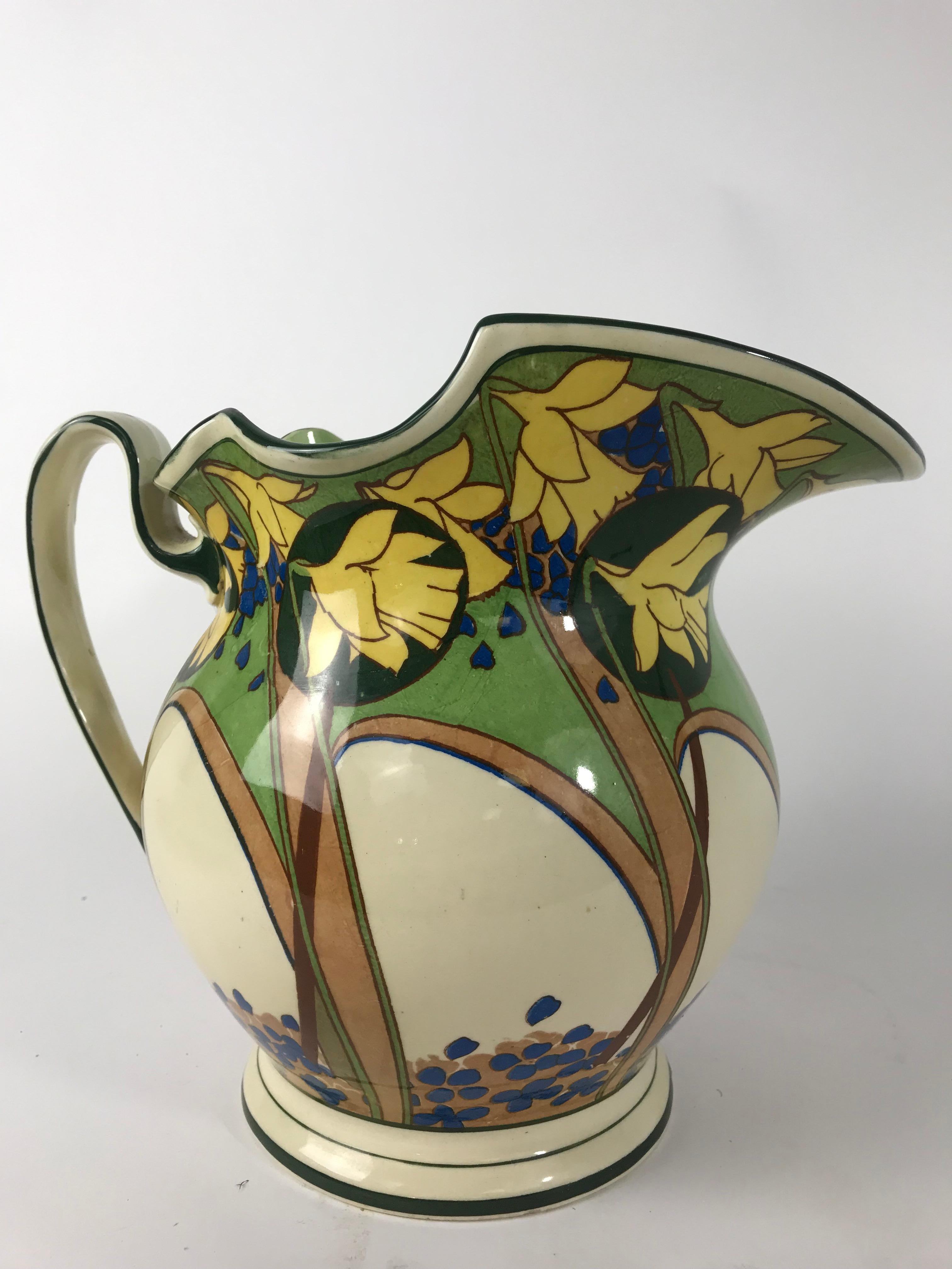 Rare Antique Art Nouveau 2-Piece Wash Set Bowl and Pitcher by Royal Doulton For Sale 2