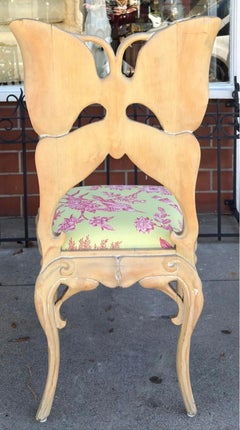 Seltene antike Jugendstil geschnitzt Schmetterling zurück Stuhl