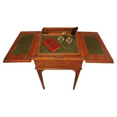 Rare Antique Asprey & Co. London Oak & Tooled Green Leather Writing Desk 1920s