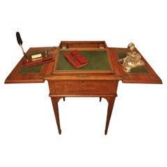 Rare Antique Asprey & Co. London Oak & Tooled Green Leather Writing Desk 1920s