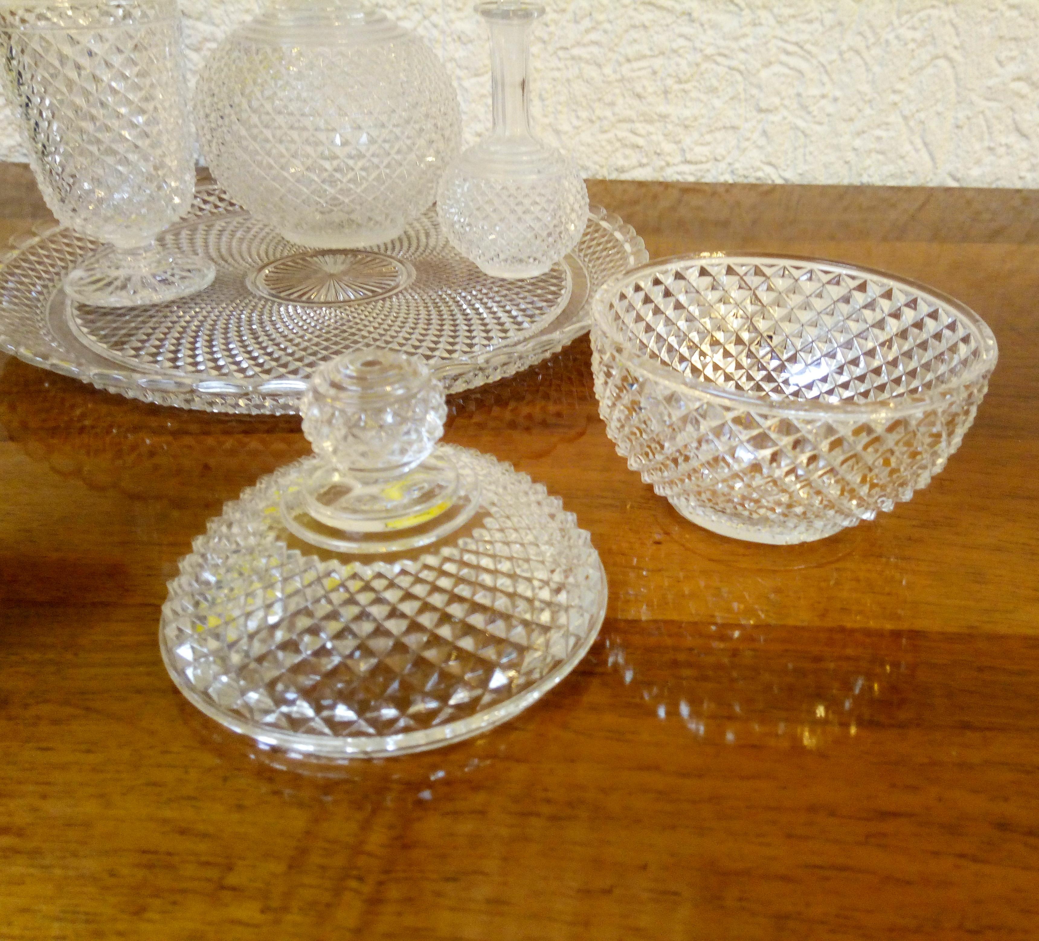 Rare Antique Baccarat Diamond Cut Crystal Water Set 5