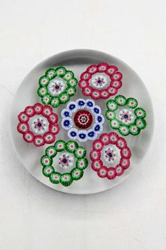 Rare Antique Baccarat Rondello Circlet Millefiori Crystal Paperweight, France