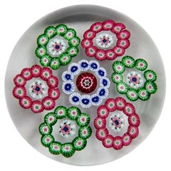 Rare Antique Baccarat Rondello Circlet Millefiori Crystal Paperweight, France