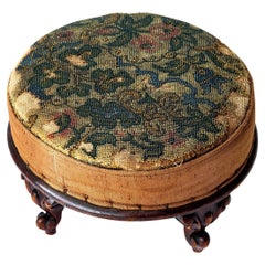 Rare Antique Beaded Round Footstool