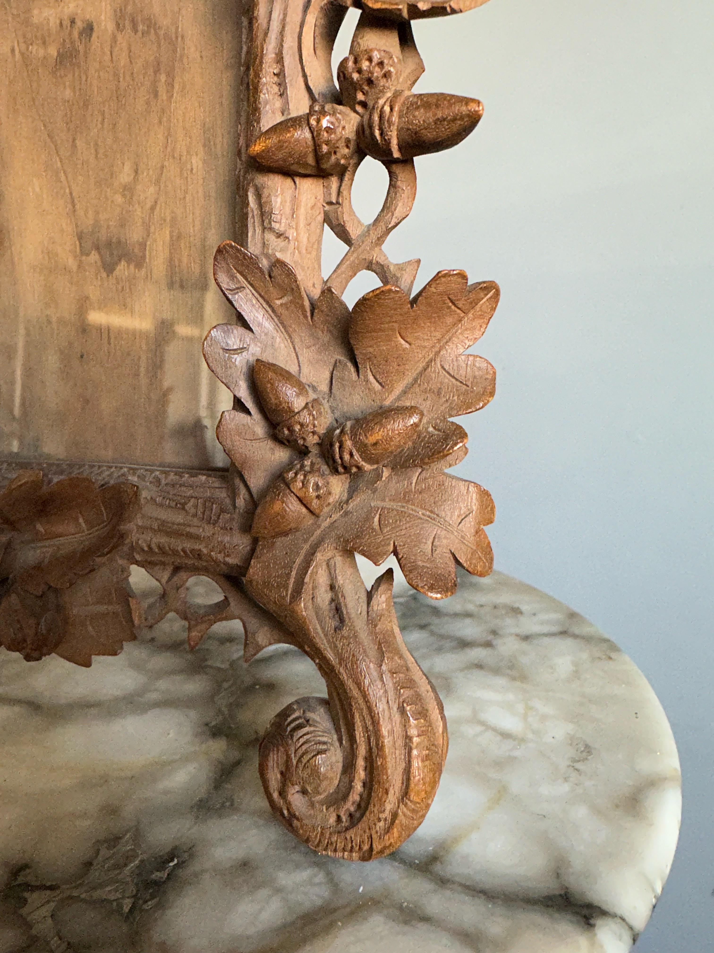 Hand-Carved Rare Antique Black Forest Museum Quality Carved Nutwood Table Picture Frame