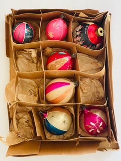 7 Antique Blown Glass Holiday Ornaments