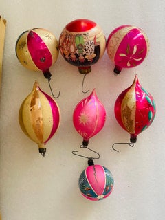 7 Antique Blown Glass Holiday Ornaments
