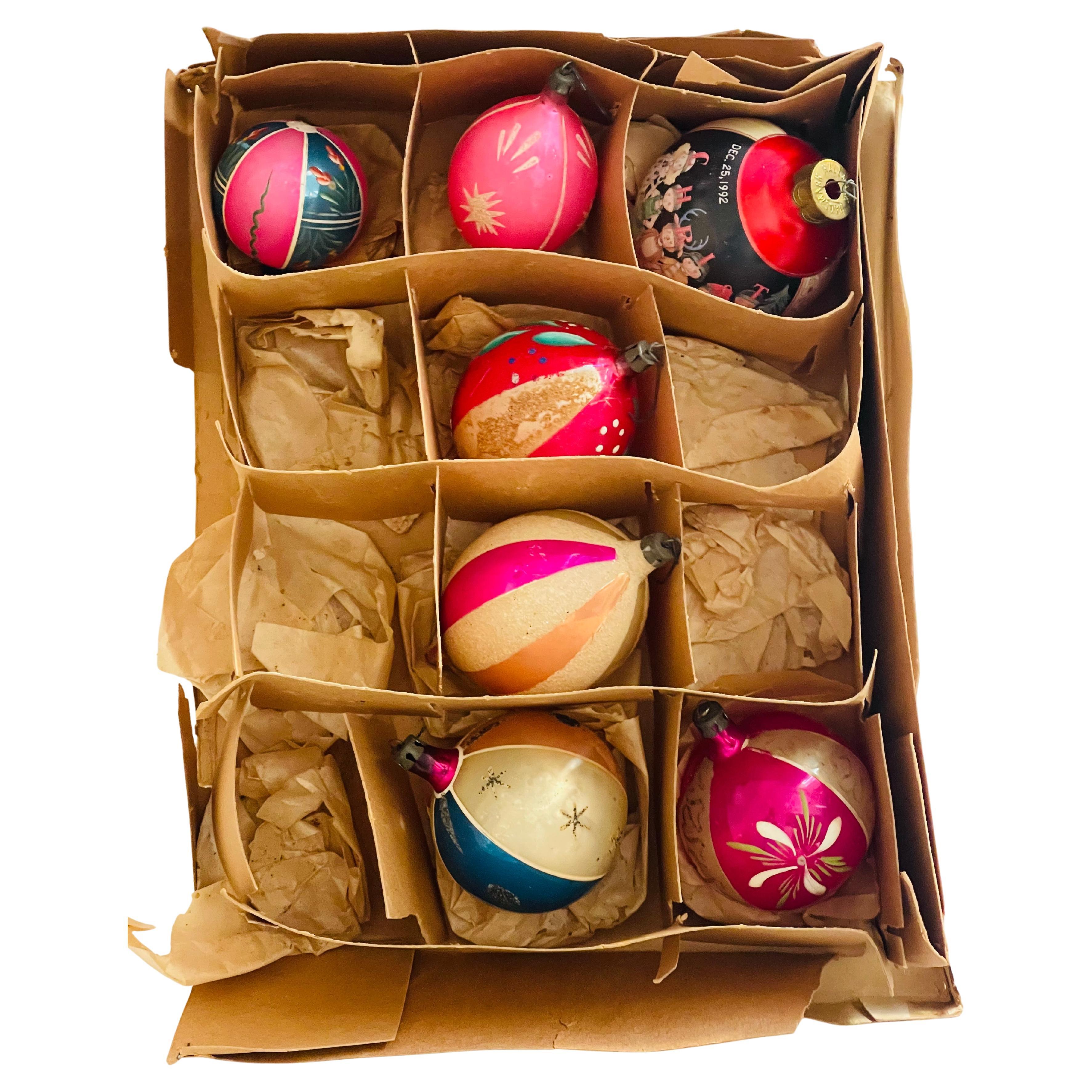 7 Antique Blown Glass Holiday Ornaments