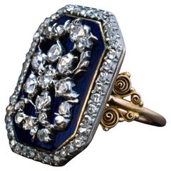 Rare Antique Blue Enamel Diamond Ring c. 1780