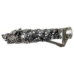 Seltene antike Wildschweinkopf Silber Repousse Zigarrenschneider