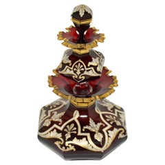 RARE Antique Bohemian Ruby Glass Double Perfume Bottle, Flacon, Decanter 19th C