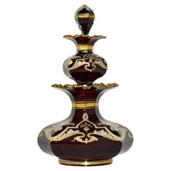 Rare flacon de parfum double rubis de Bohème du 19ème siècle