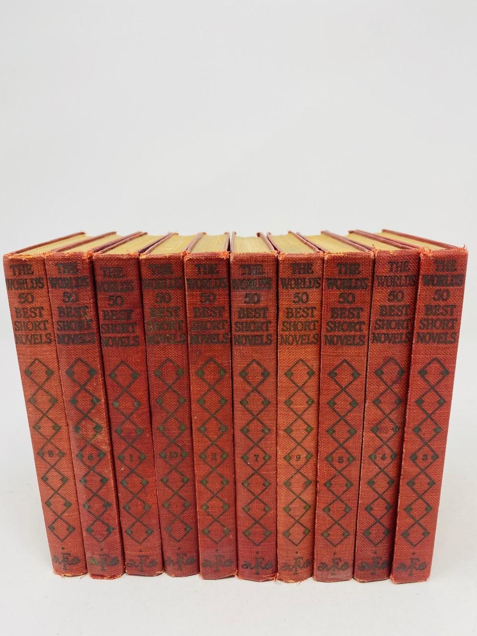 Linen Rare Antique Books Set of 10 The World's 50 Best Short Novels from 1929 For Sale