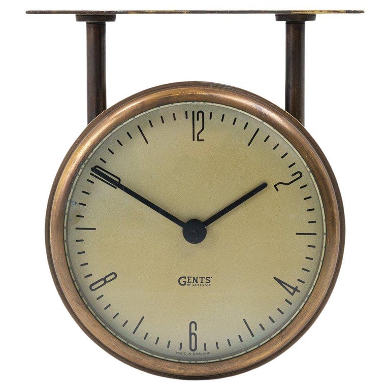 Rare Antique Brass Double Sided Clock by Gents of Leicester at 1stDibs