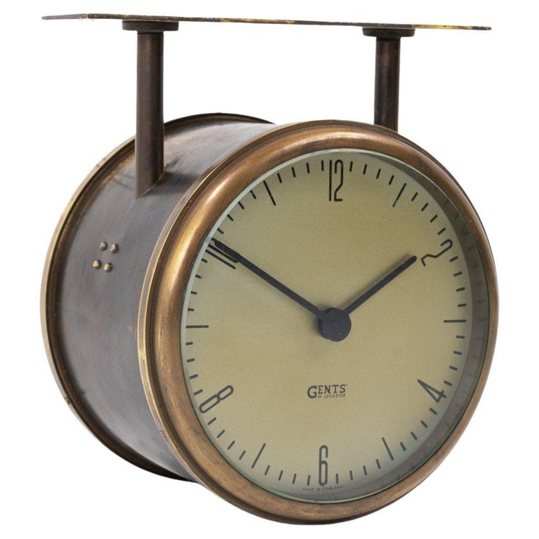 Rare Antique Brass Double Sided Clock by Gents of Leicester at 1stDibs