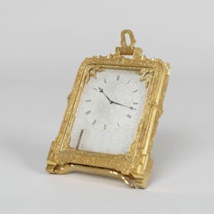 Rare Antique Brass Engraved Strut Clock by Thomas Cole