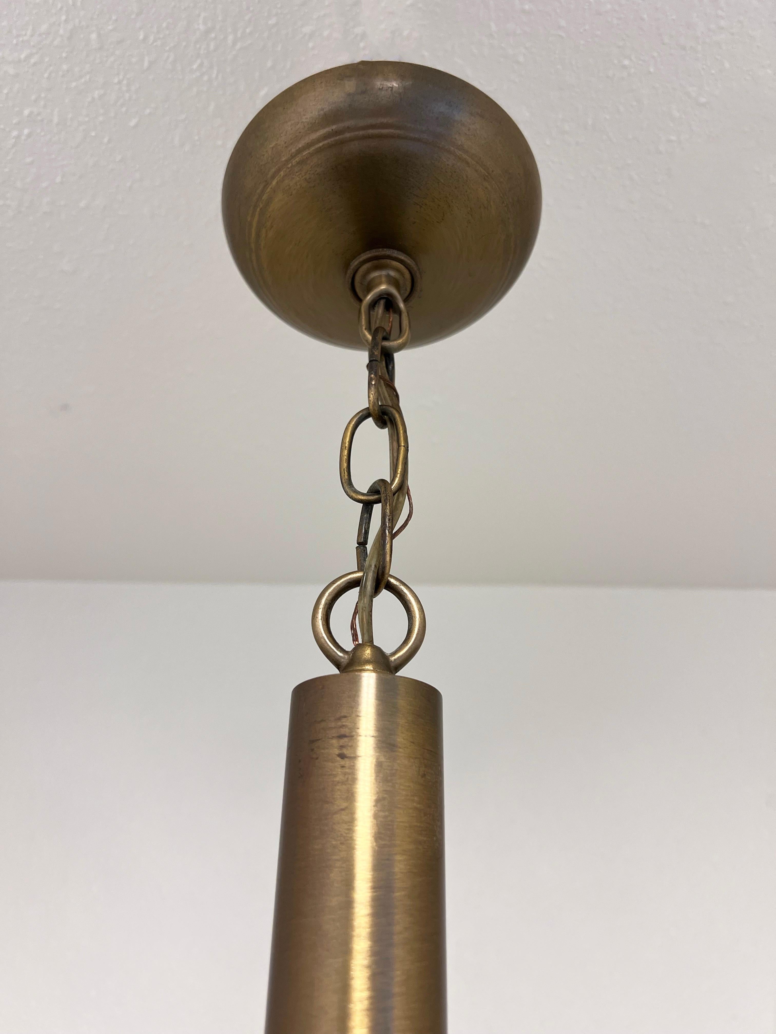 Rare Antique Brass & Glass Chandelier by Casella Lighting In Good Condition For Sale In Palm Springs, CA