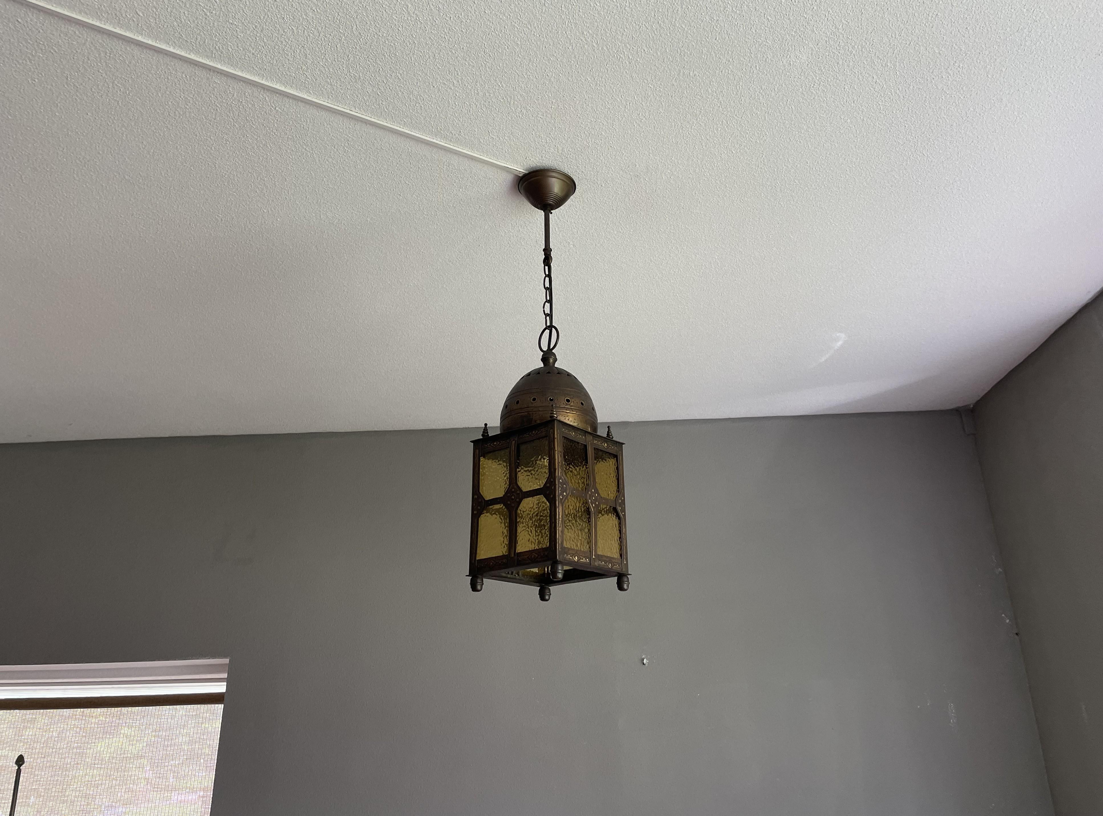 Rare Antique Brass, Islamic Mosque or Temple Dome Design Lantern / Pendant Light For Sale 5