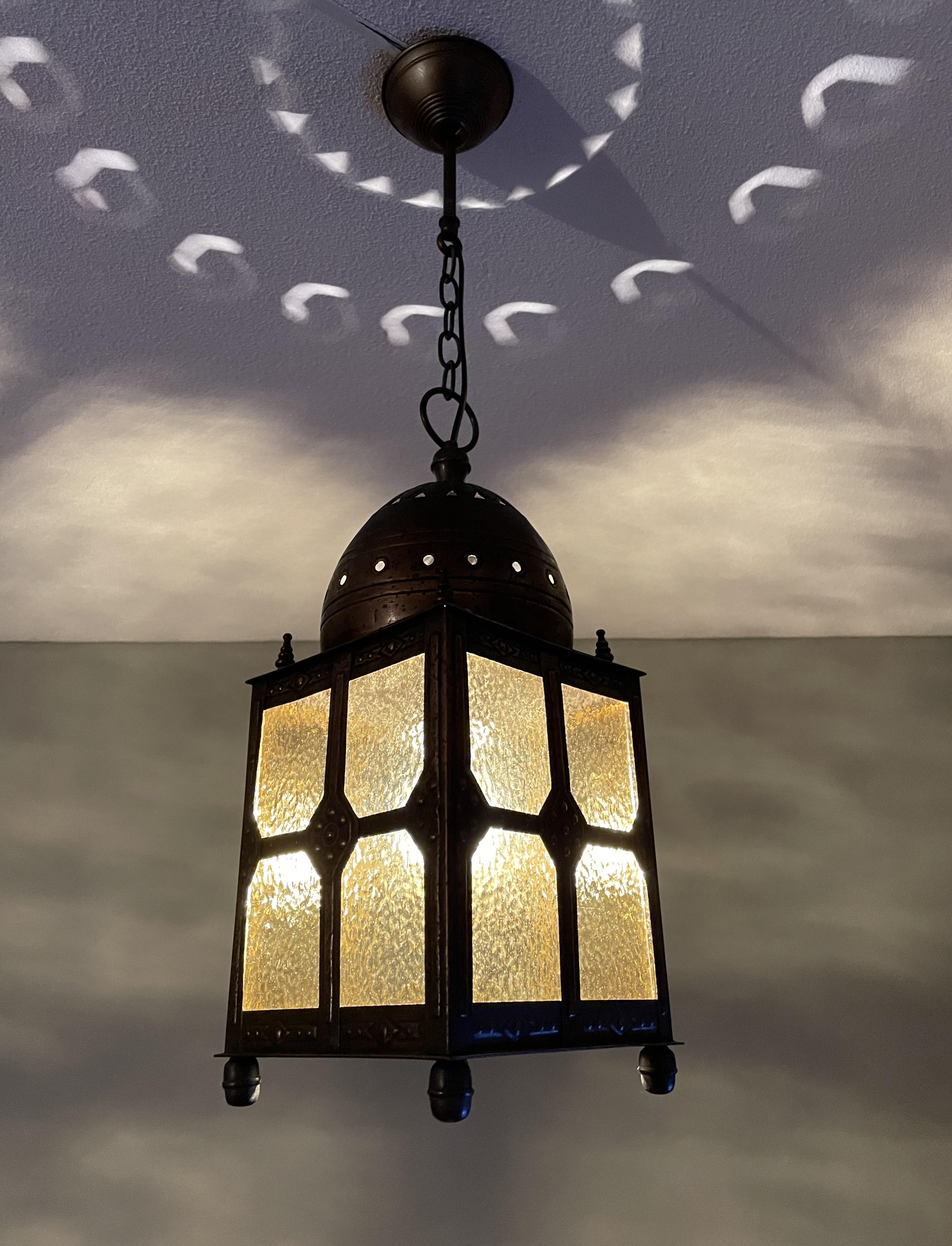 Rare Antique Brass, Islamic Mosque or Temple Dome Design Lantern / Pendant Light For Sale 8