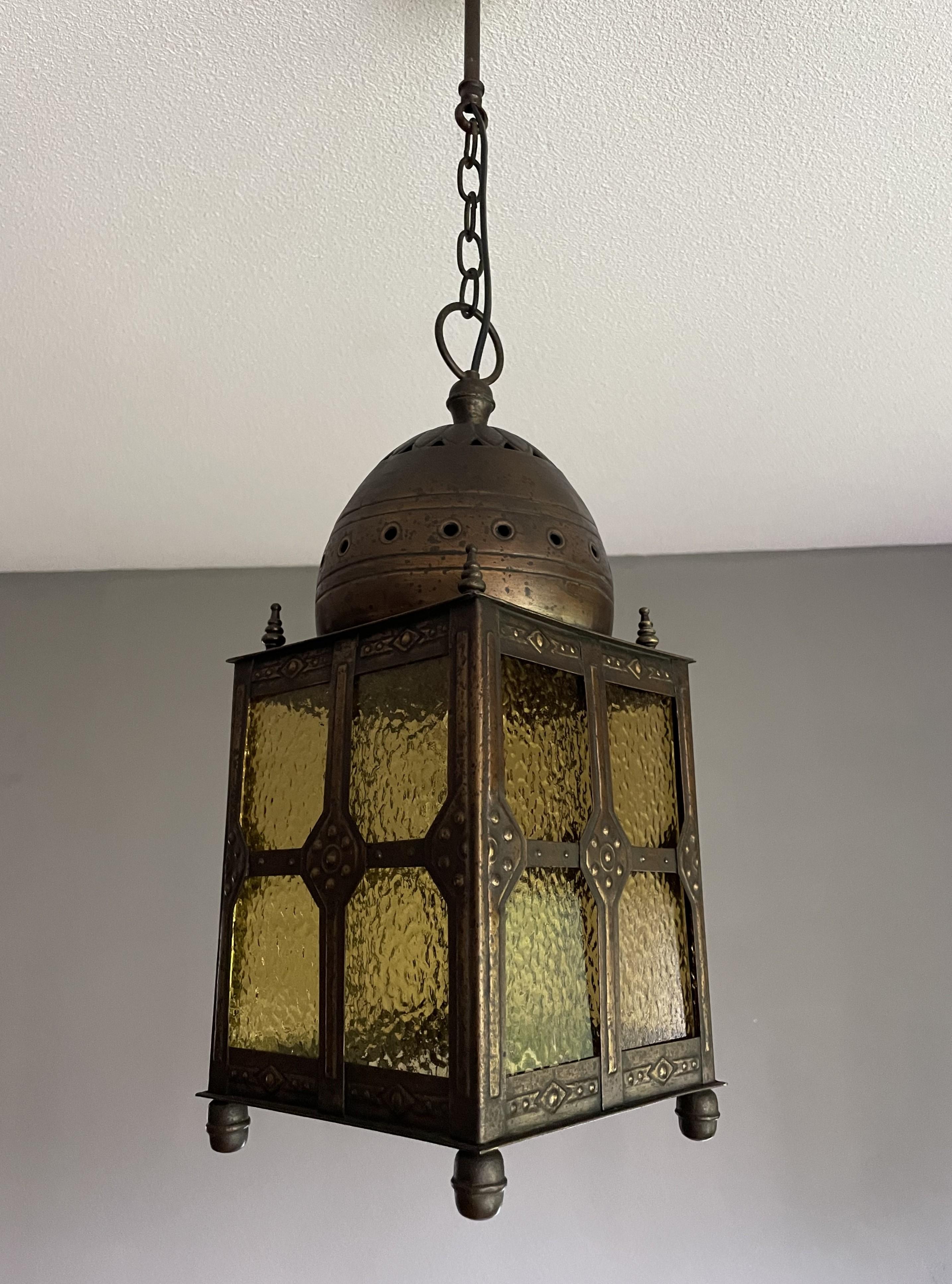 Rare Antique Brass, Islamic Mosque or Temple Dome Design Lantern / Pendant Light For Sale 9