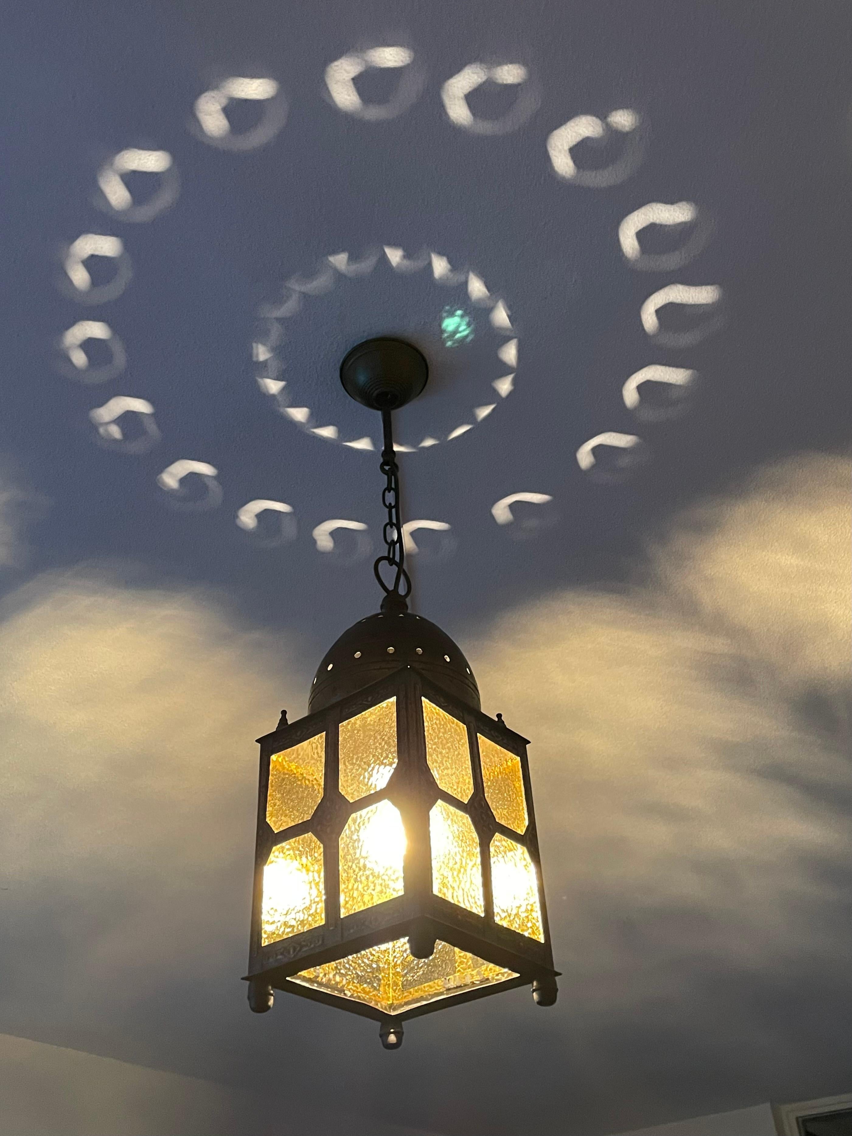 Rare Antique Brass, Islamic Mosque or Temple Dome Design Lantern / Pendant Light For Sale 12