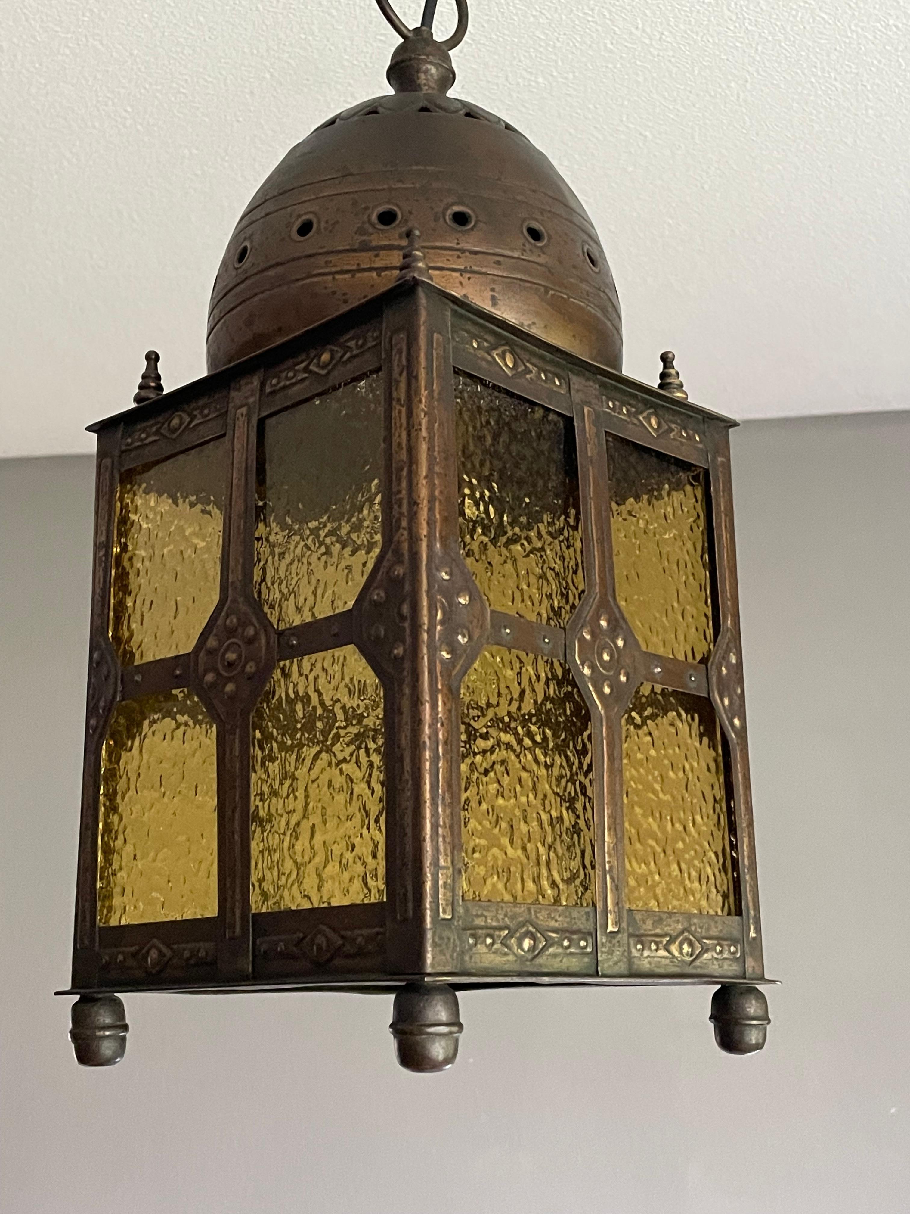 Rare Antique Brass, Islamic Mosque or Temple Dome Design Lantern / Pendant Light For Sale 13