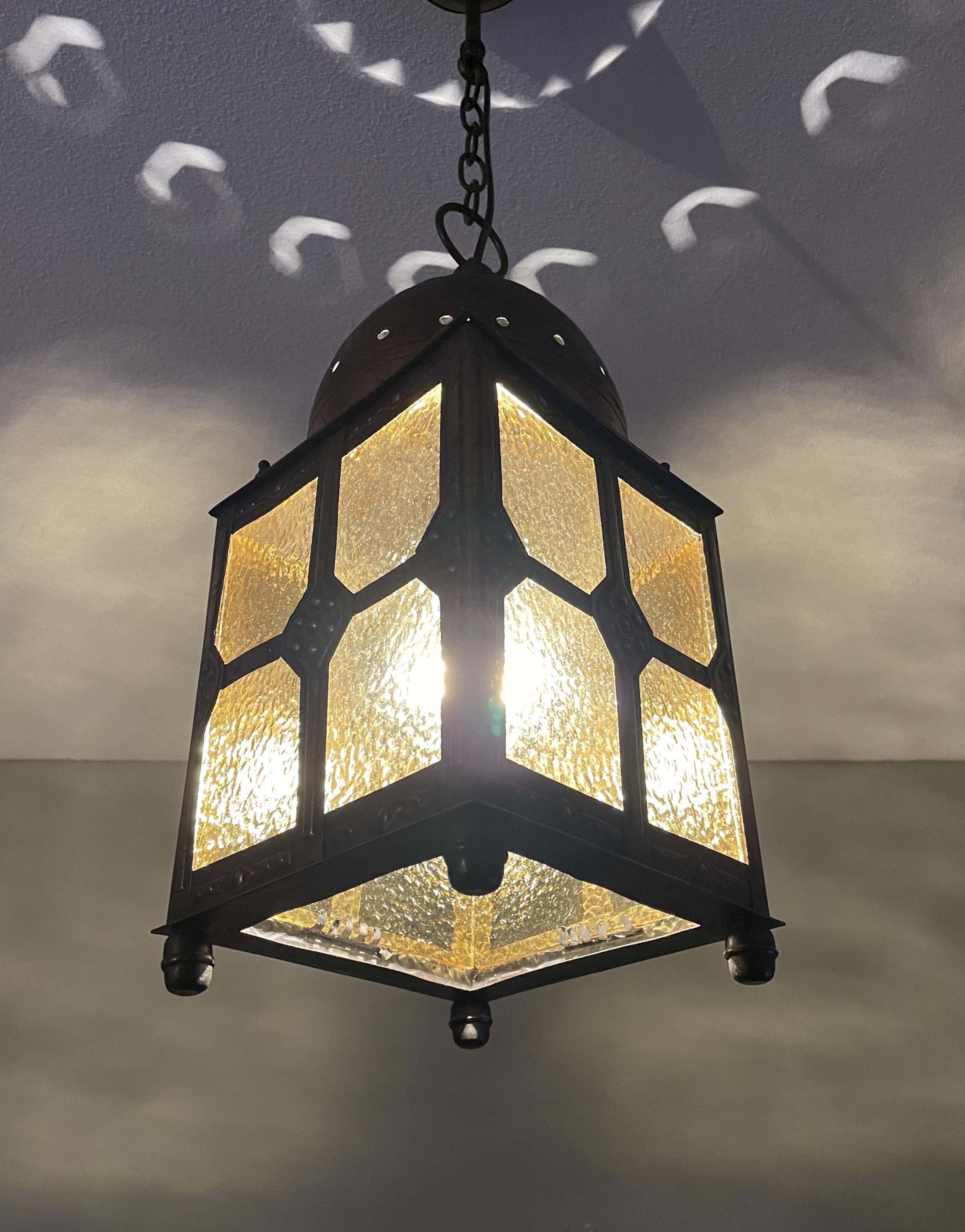 20th Century Rare Antique Brass, Islamic Mosque or Temple Dome Design Lantern / Pendant Light For Sale