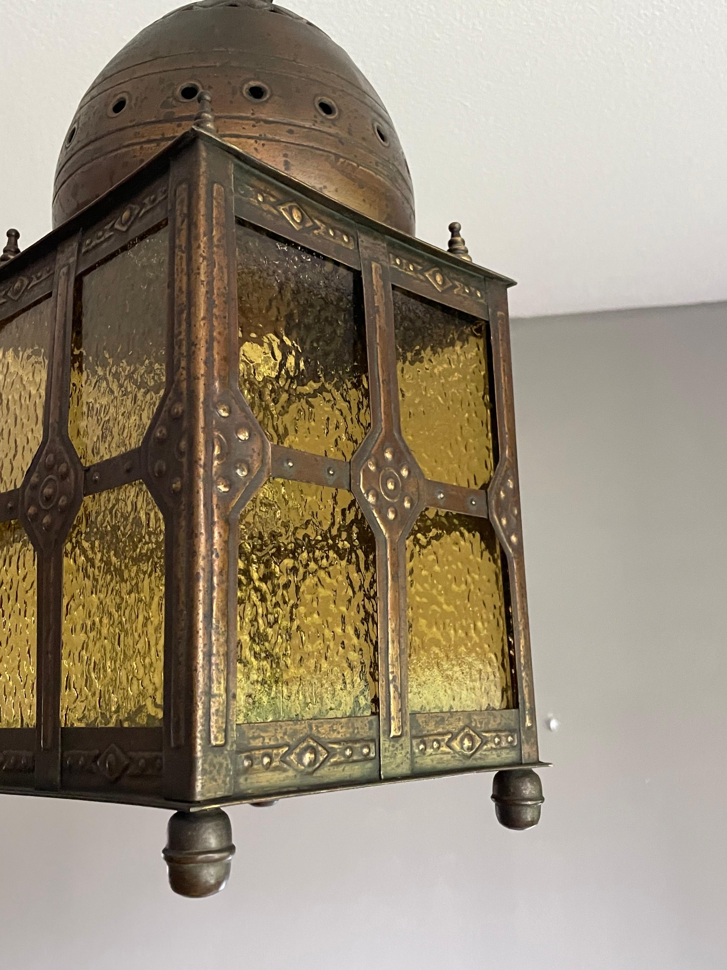 Rare Antique Brass, Islamic Mosque or Temple Dome Design Lantern / Pendant Light For Sale 2