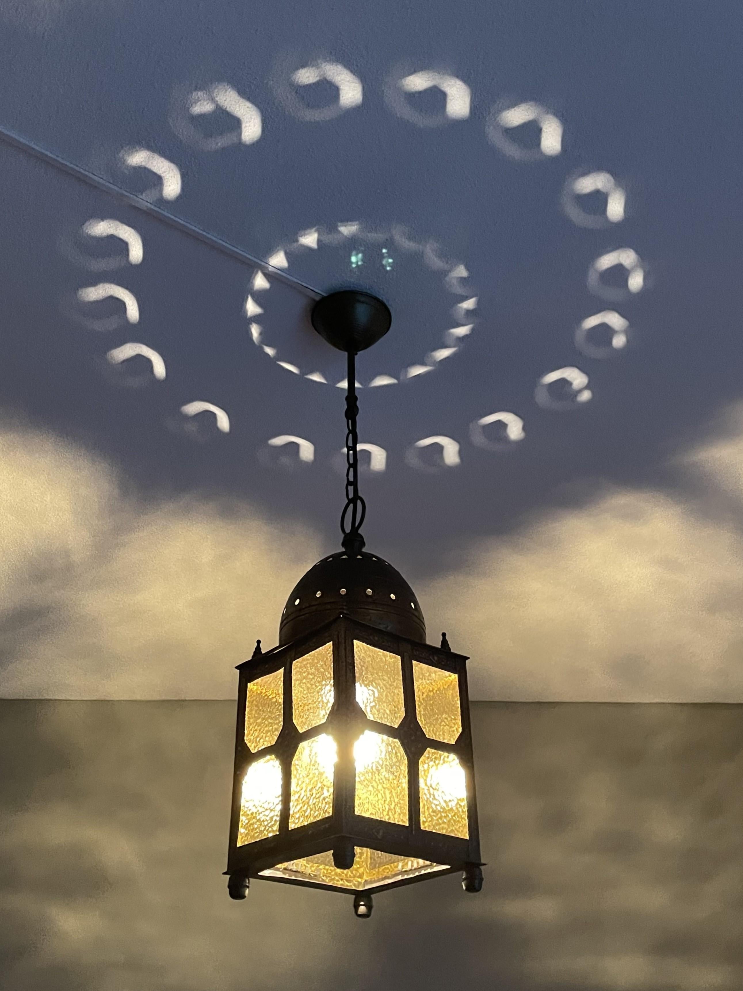 Rare Antique Brass, Islamic Mosque or Temple Dome Design Lantern / Pendant Light For Sale 3