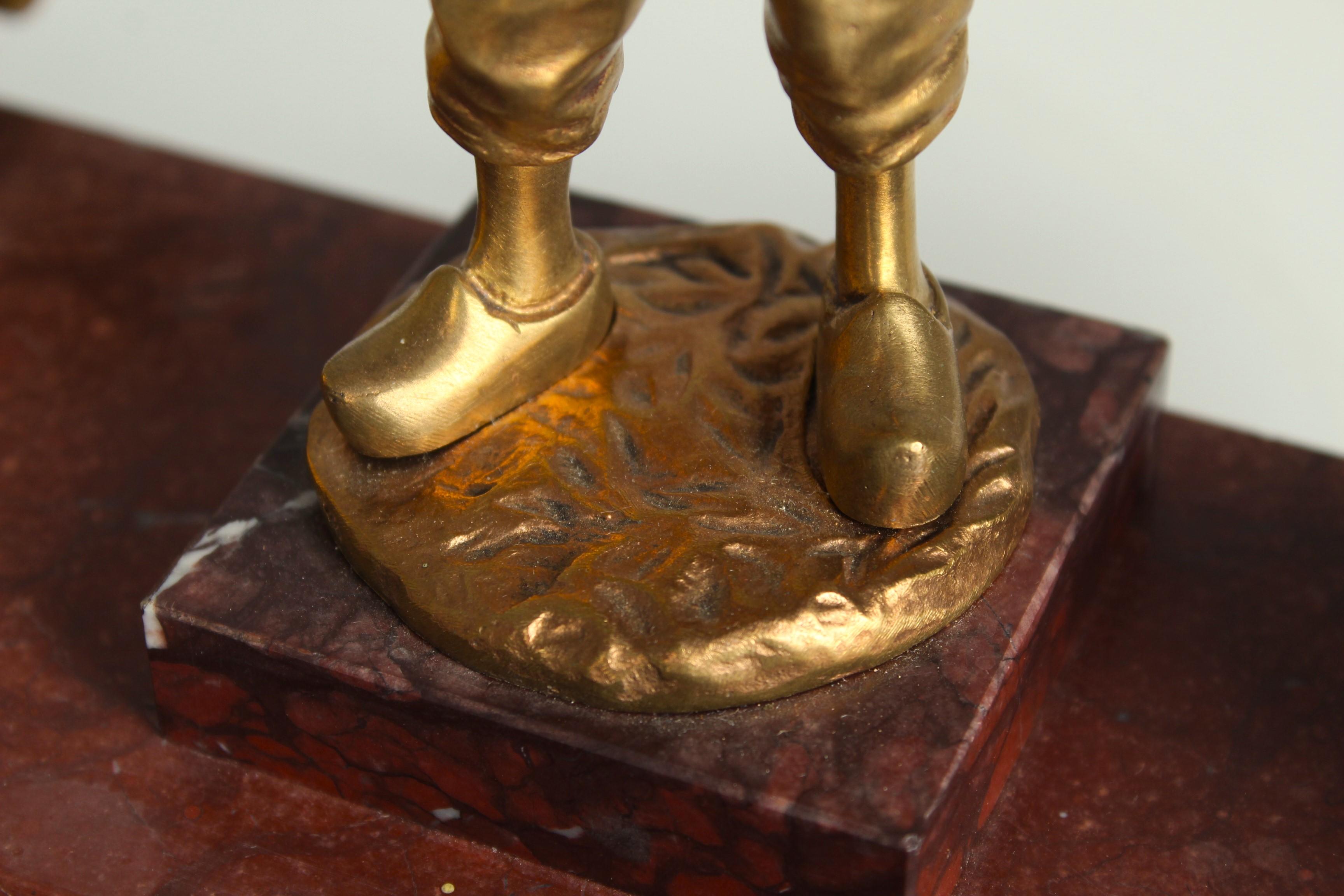 Rare Antique Bronze Inkwell By Joseph D´Aste (1881-1945), Young Boy and Goose For Sale 4
