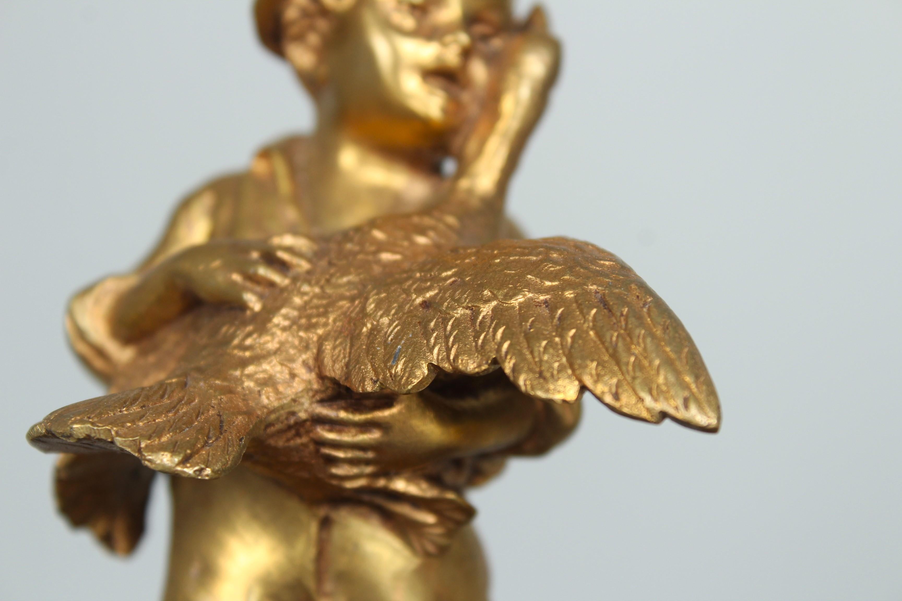 Rare Antique Bronze Inkwell By Joseph D´Aste (1881-1945), Young Boy and Goose In Good Condition For Sale In Greven, DE