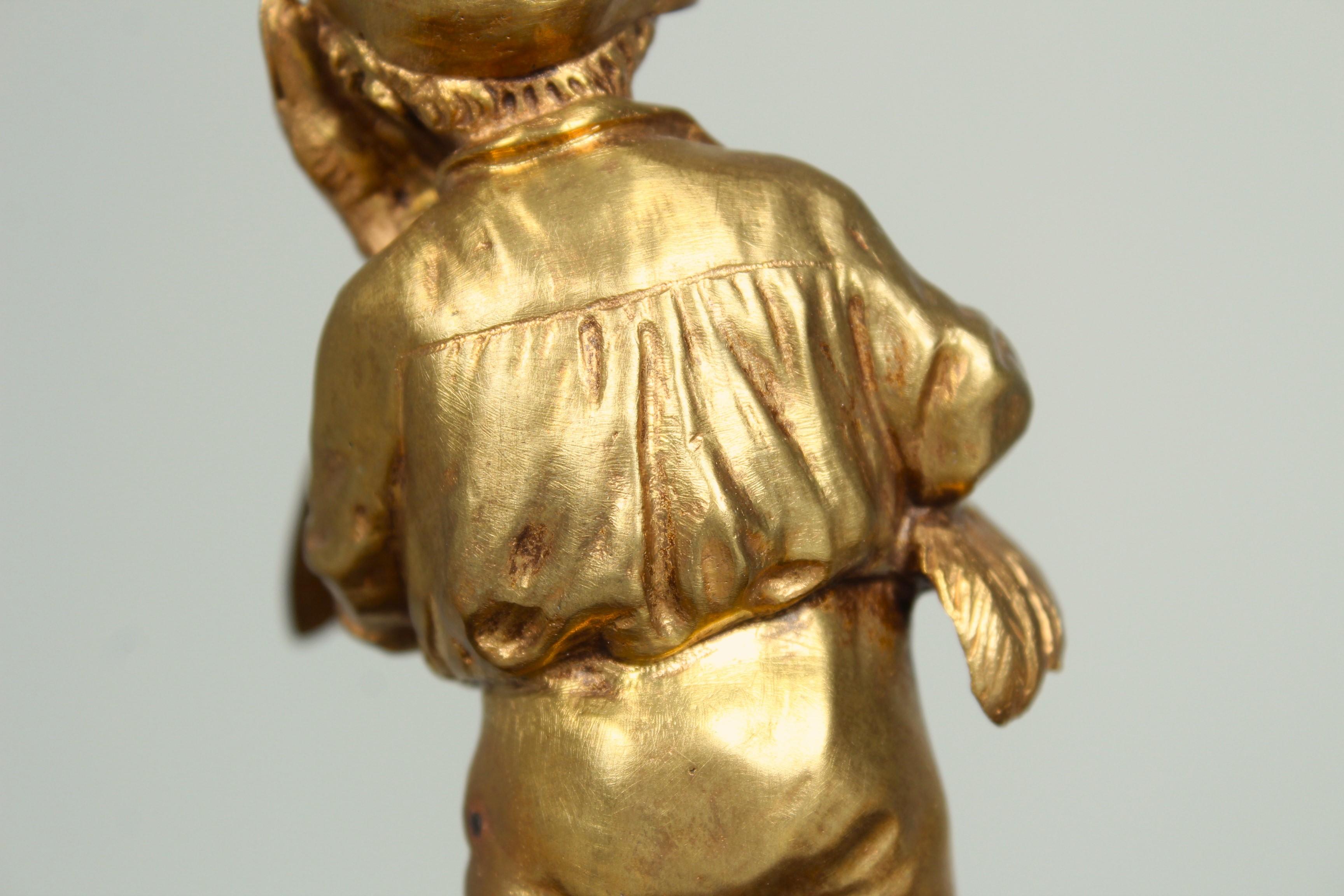 Rare encrier en bronze ancien de Joseph D'Ate (1881-1945), jeune garçon et oie en vente 1