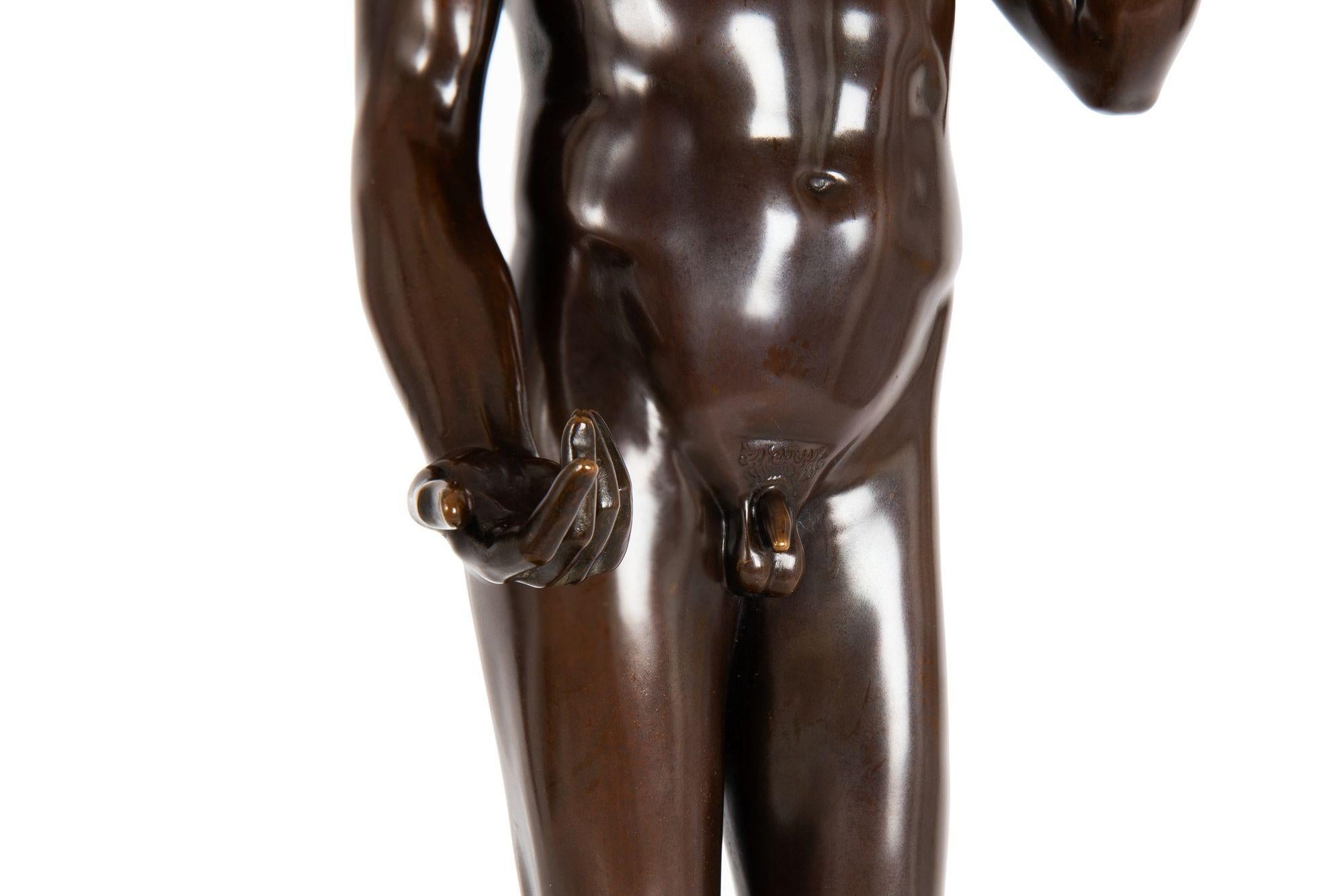 Rare Antique Bronze Sculpture of “Adam” (1911) by Charles Samuel 4