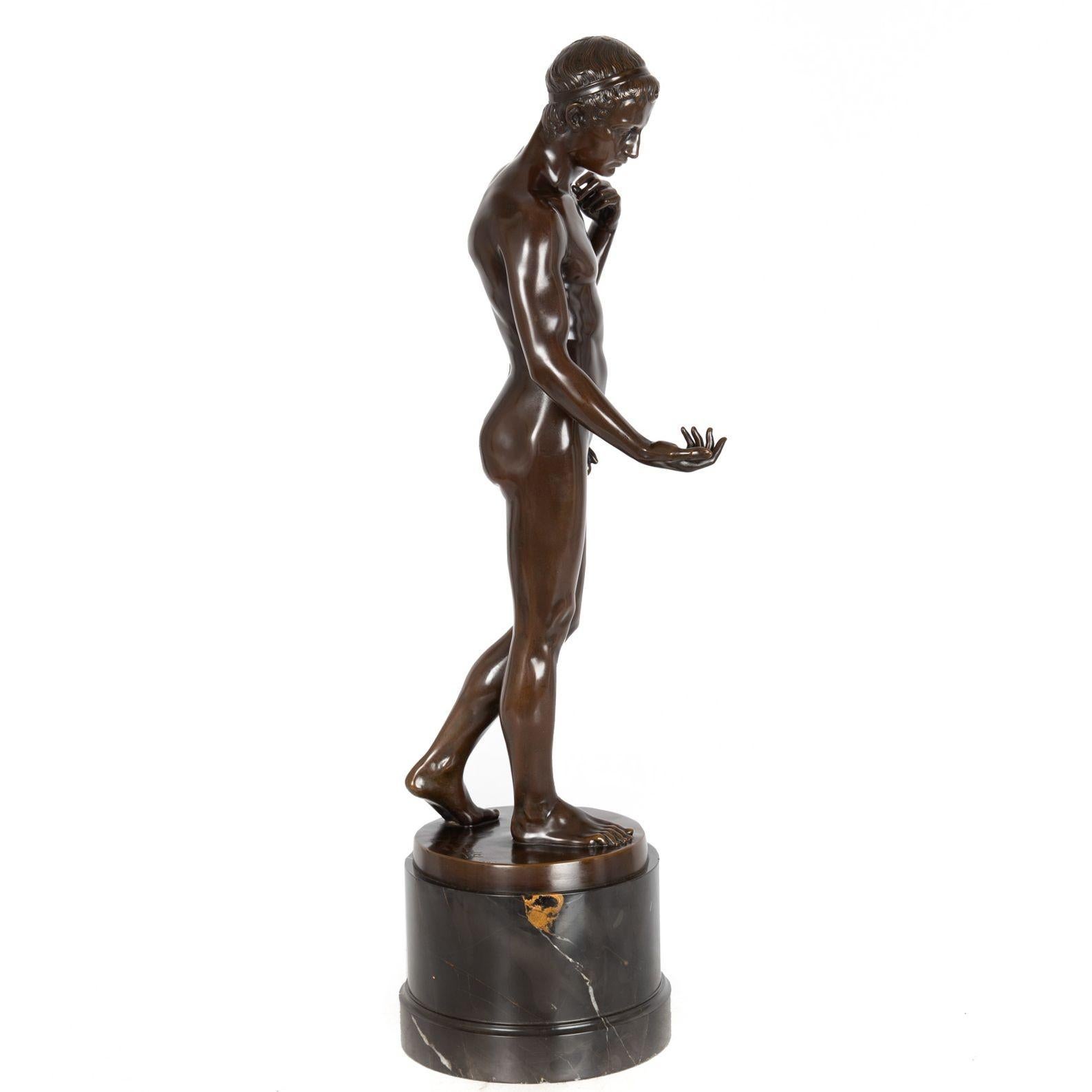 Art Nouveau Rare Antique Bronze Sculpture of “Adam” (1911) by Charles Samuel