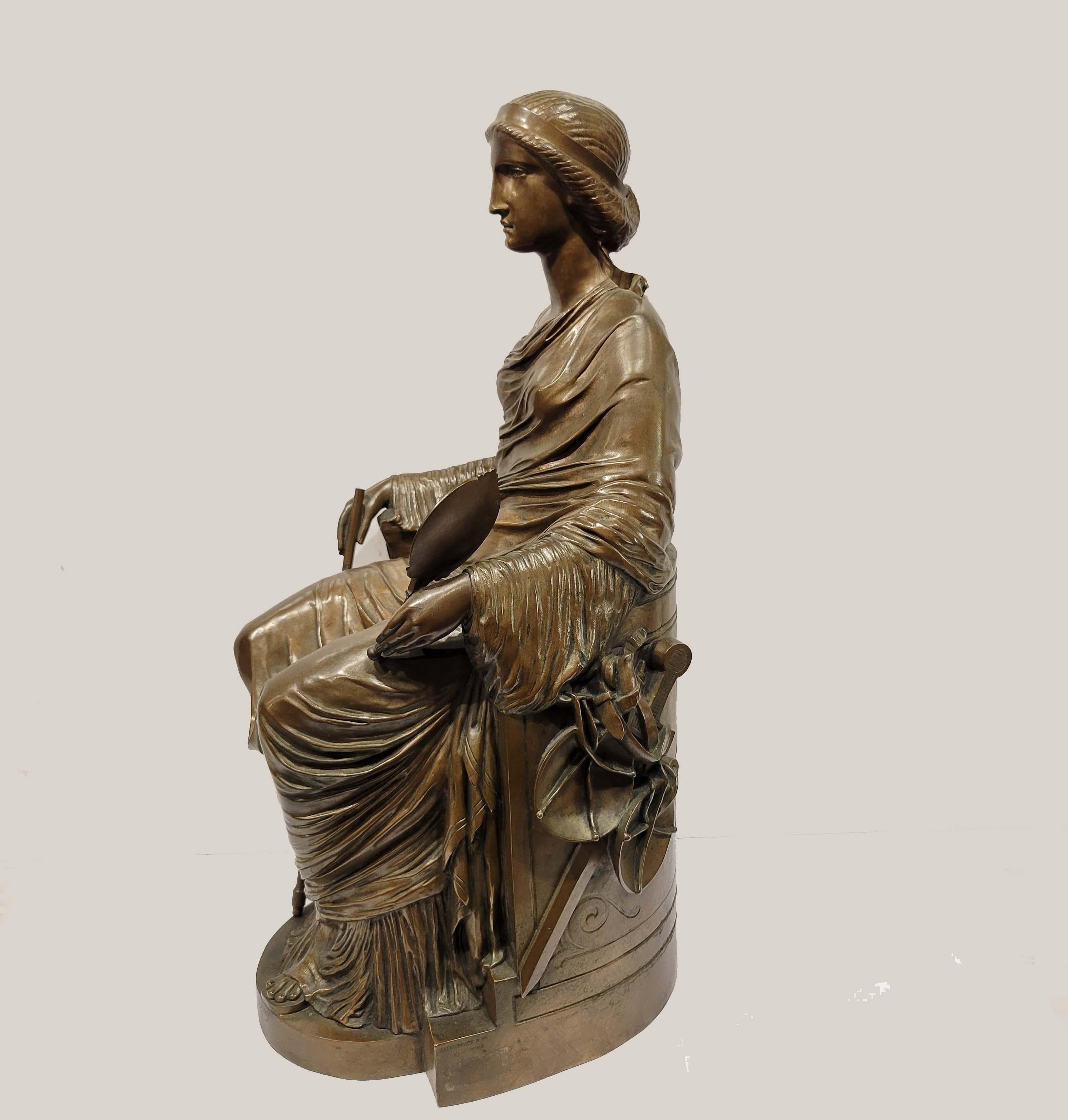 A wonderful quality cast bronze figure of lady justice circa 1890's, French lost wax casting with beautiful medium brown patina. This sculpture is quite rare and magnificent, which we have not seen in the marketplace before. It bears the stamp of