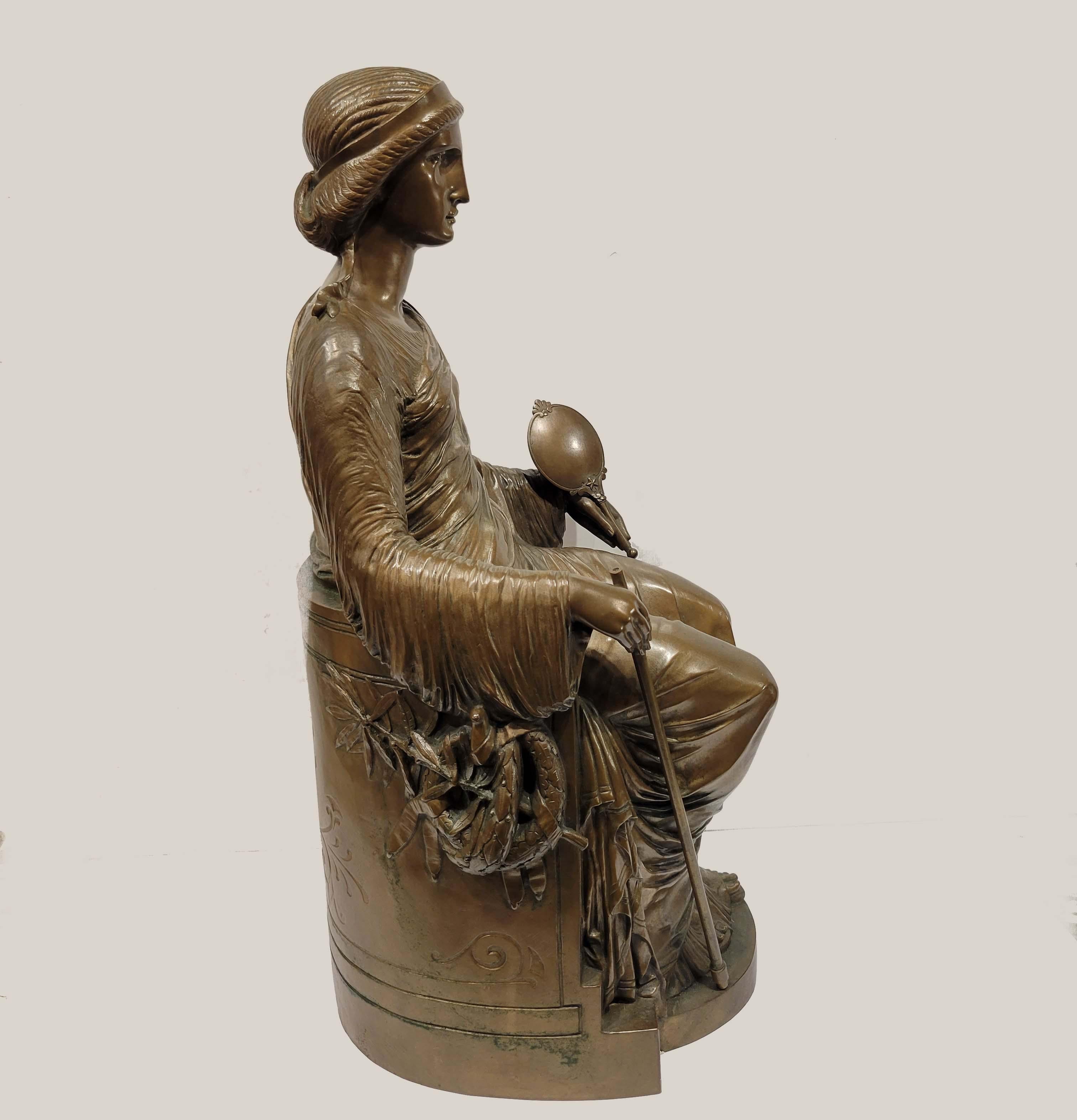 Neoclassical Rare Antique Bronze Sculpture of Lady Justice