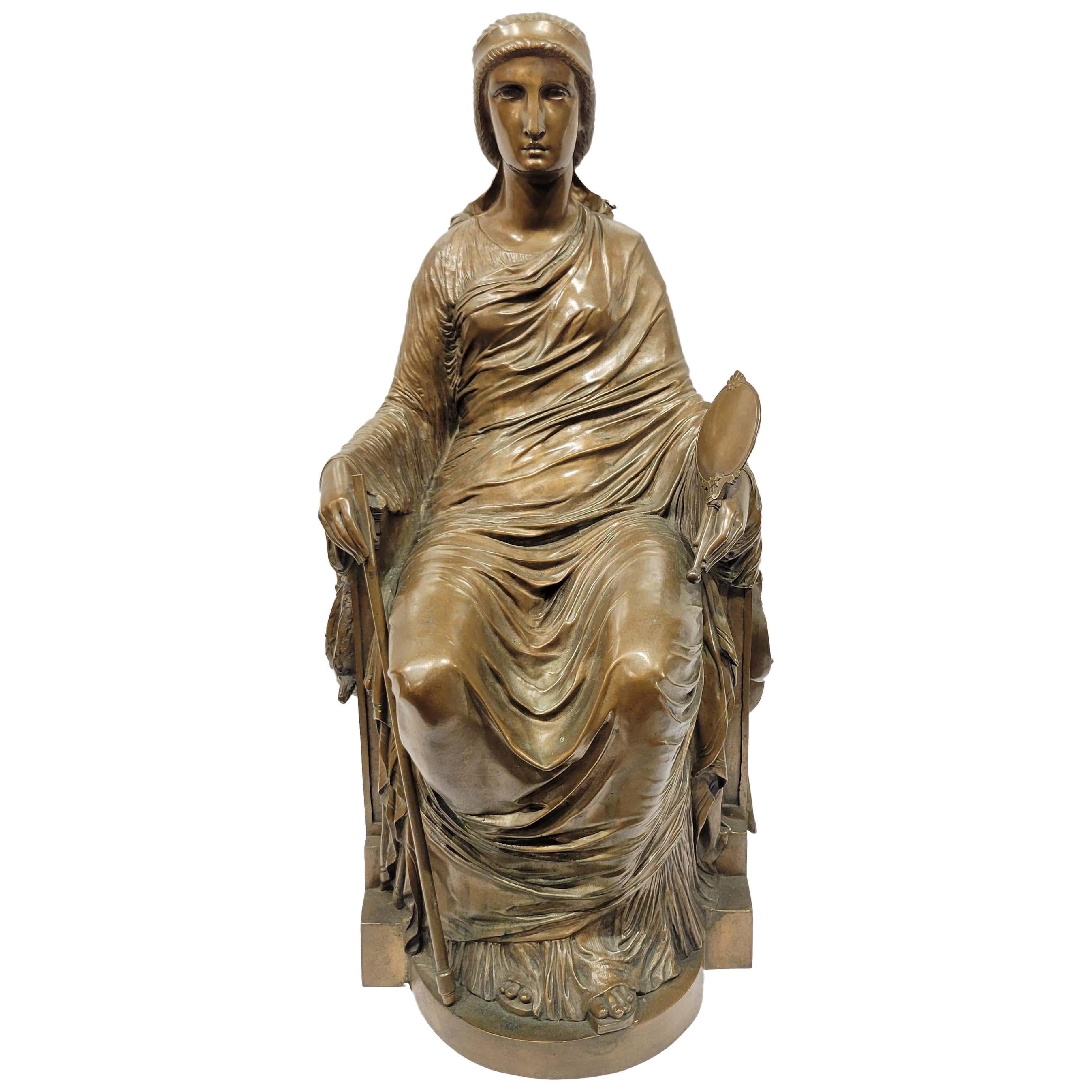 Rare Antique Bronze Sculpture of Lady Justice