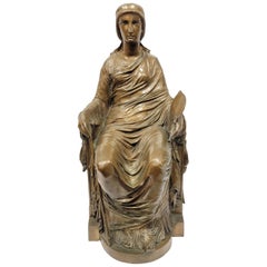 Rare Antique Bronze Sculpture of Lady Justice