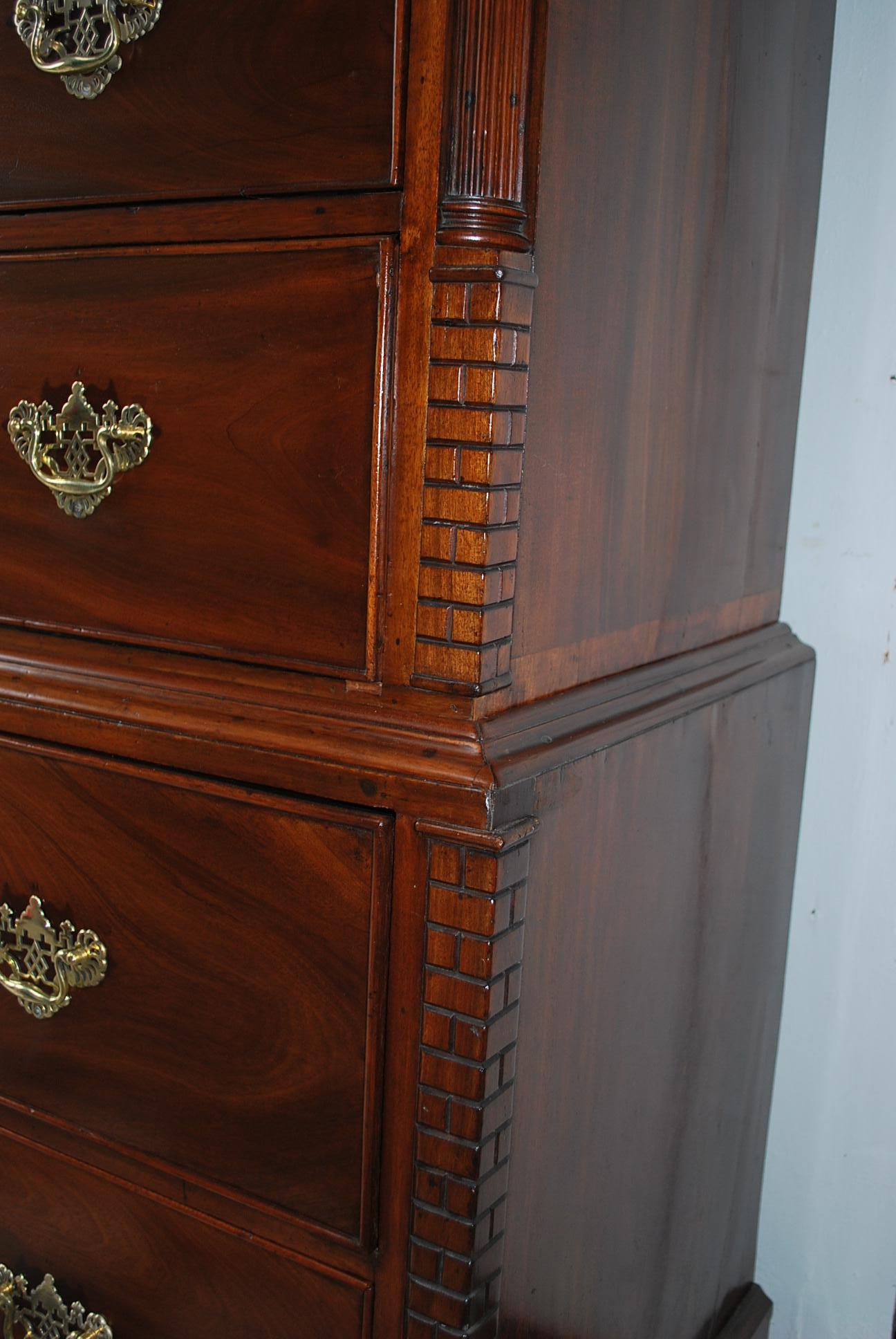 18th Century and Earlier Rare antique C 18th English mahogany Chippendale Period Tallboy /Chest on Chest For Sale
