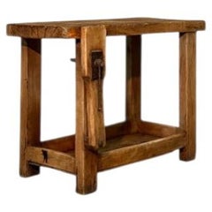 Rare Antique Carpenter’s Toy Workbench with Functional Walnut Vice